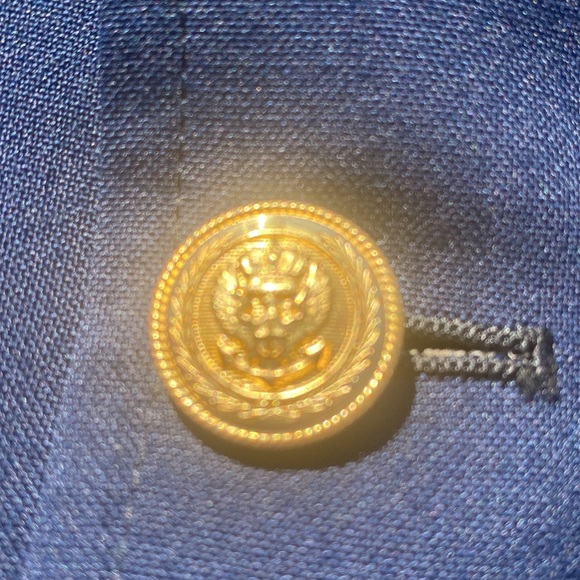 Navy Blazer antique designer Gold Buttons sport Coat 42 R - Picture 6 of 16